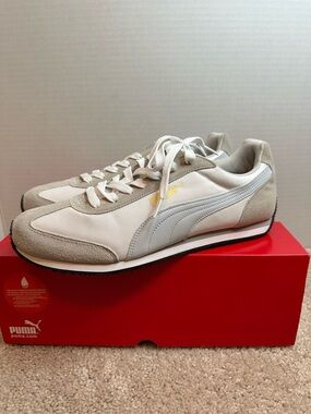Puma Men’s Rio Speed Sneakers in White & Light Gray, size 10.5, new in box
